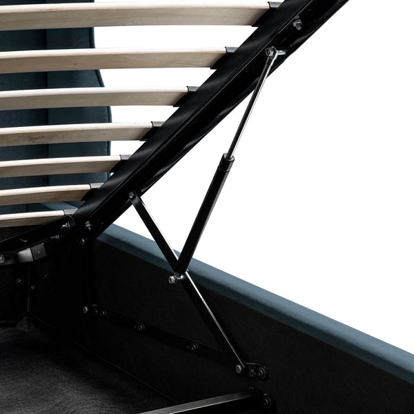 Kimberly Winged Upholstered Storage Bed, Aegean Blue Velvet