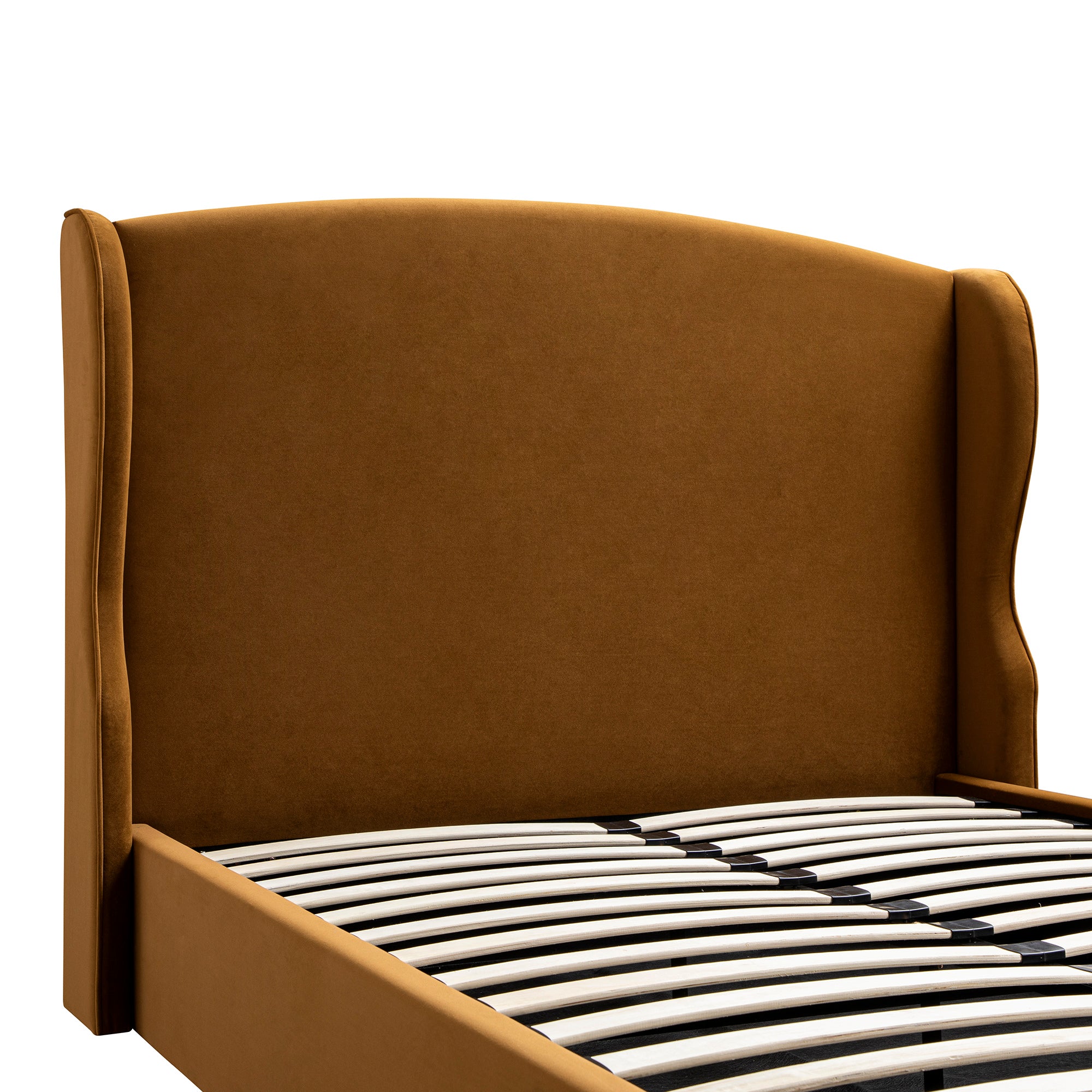 Kimberly Winged Upholstered Storage Bed, Cinnamon Velvet