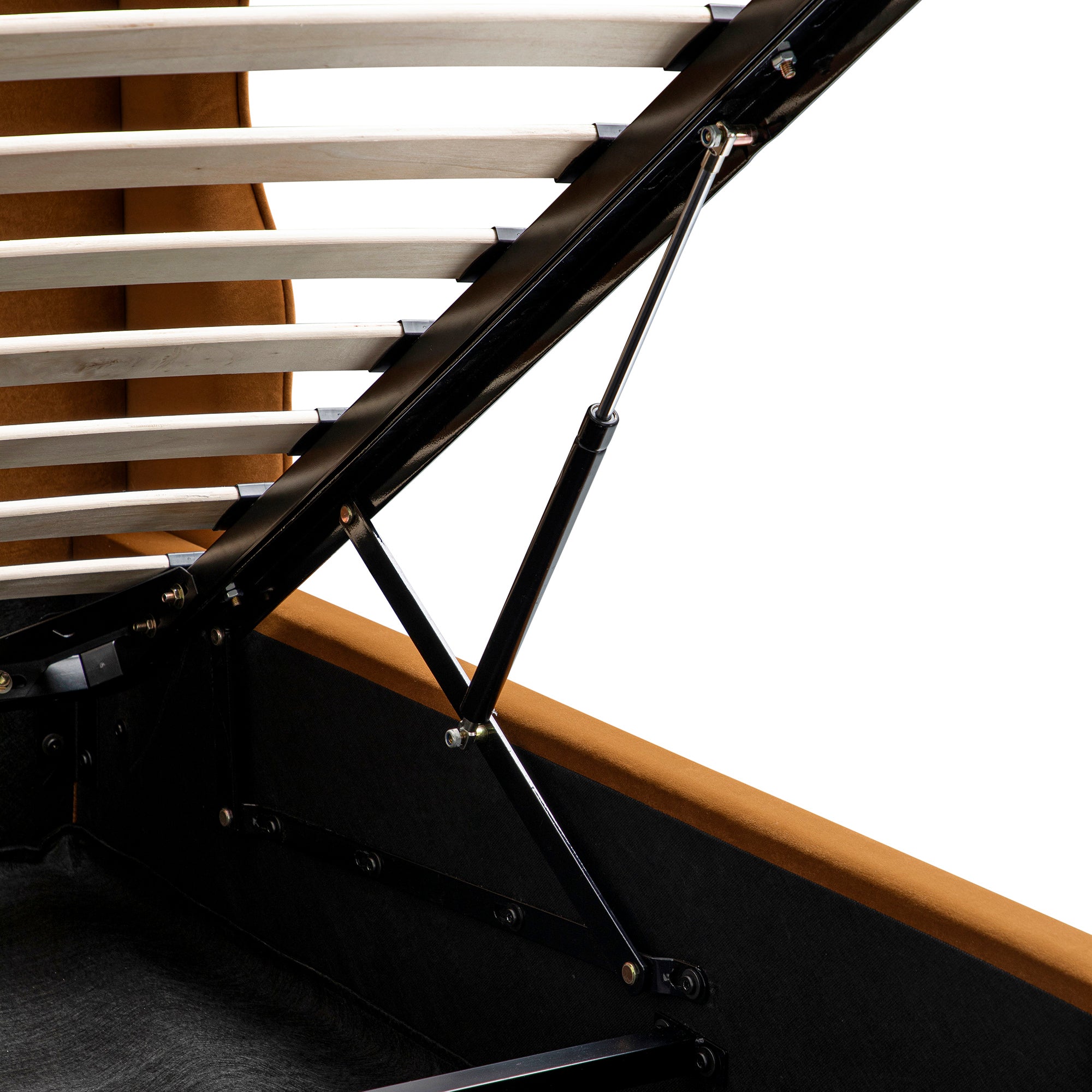 Kimberly Winged Upholstered Storage Bed, Cinnamon Velvet