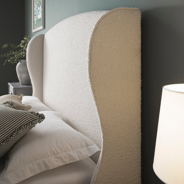 Kimberly Winged Upholstered Storage Bed, Ecru Boucle