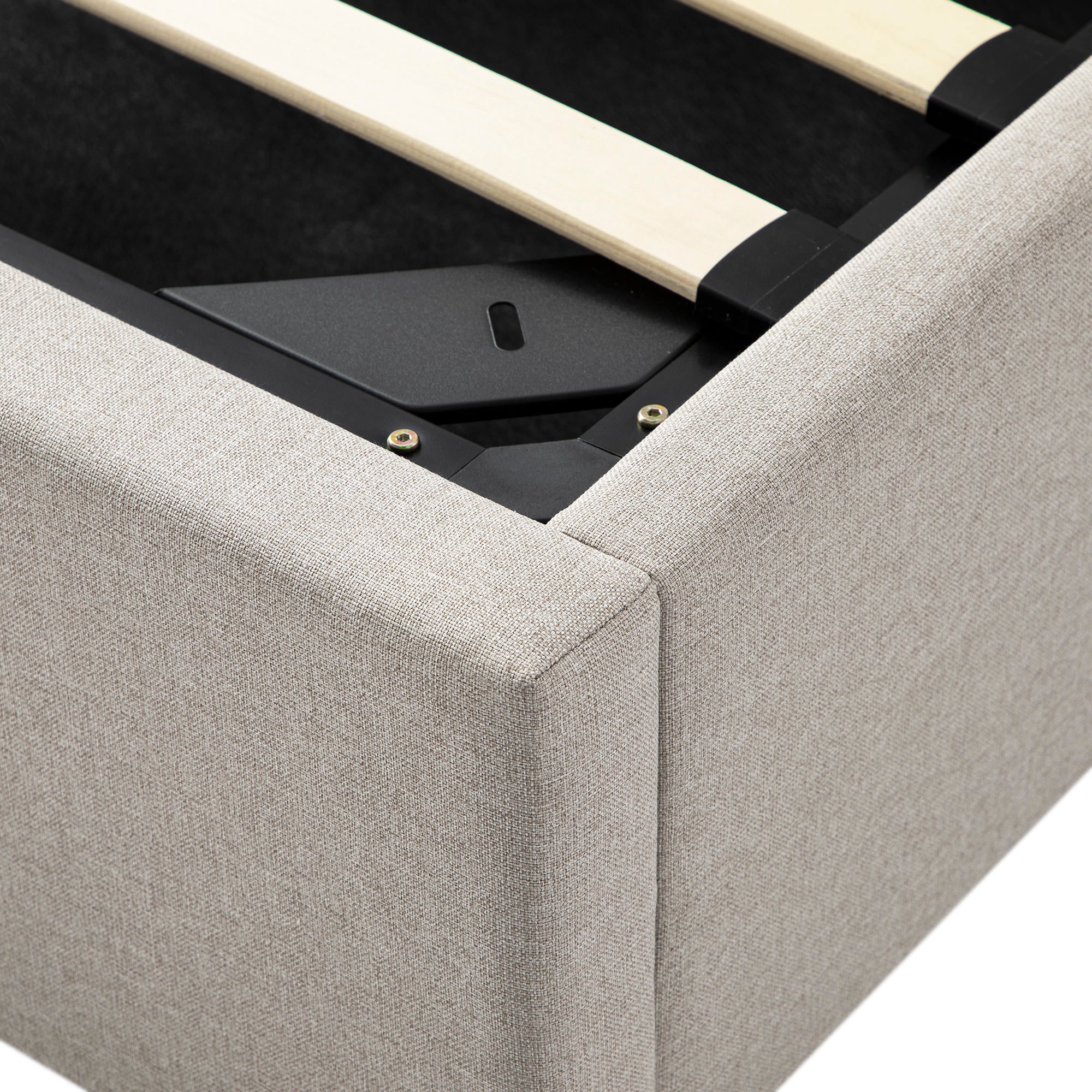 Kimberly Winged Upholstered Storage Bed, Sand Fabric