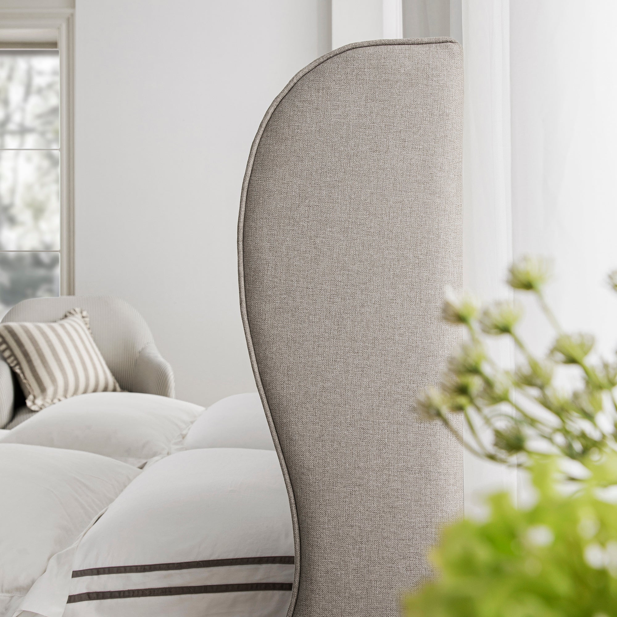 Kimberly Winged Upholstered Storage Bed, Sand Fabric