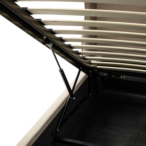 Kimberly Winged Upholstered Storage Bed, Taupe Velvet