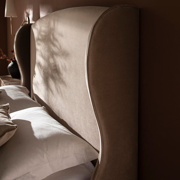 Kimberly Winged Upholstered Storage Bed, Taupe Velvet