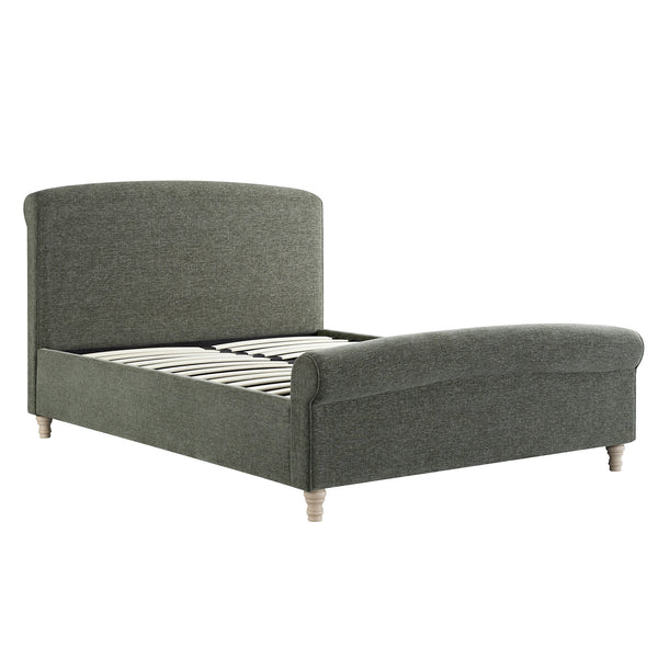 Porchester Ottoman Storage Sleigh Bed, Forest Green Chenille