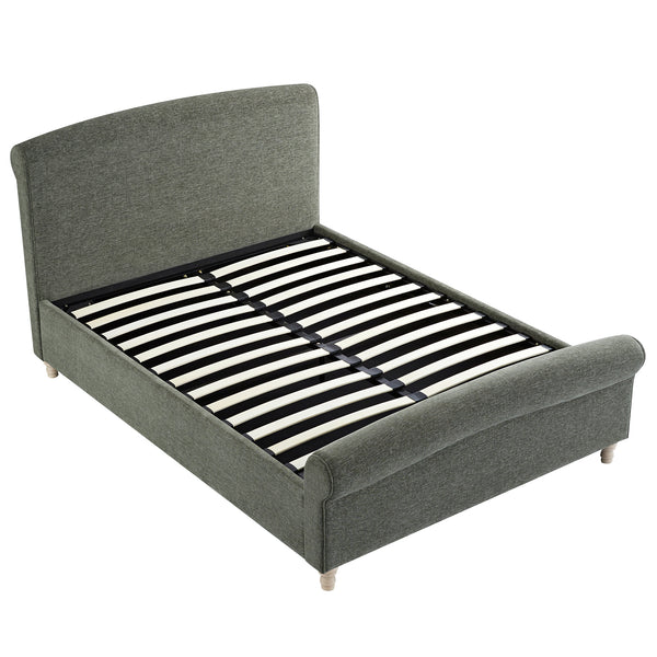 Porchester Ottoman Storage Sleigh Bed, Forest Green Chenille