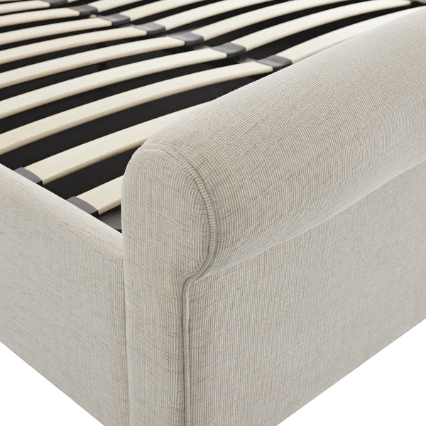Porchester Ottoman Storage Sleigh Bed, Oatmeal Woven Textured Fabric