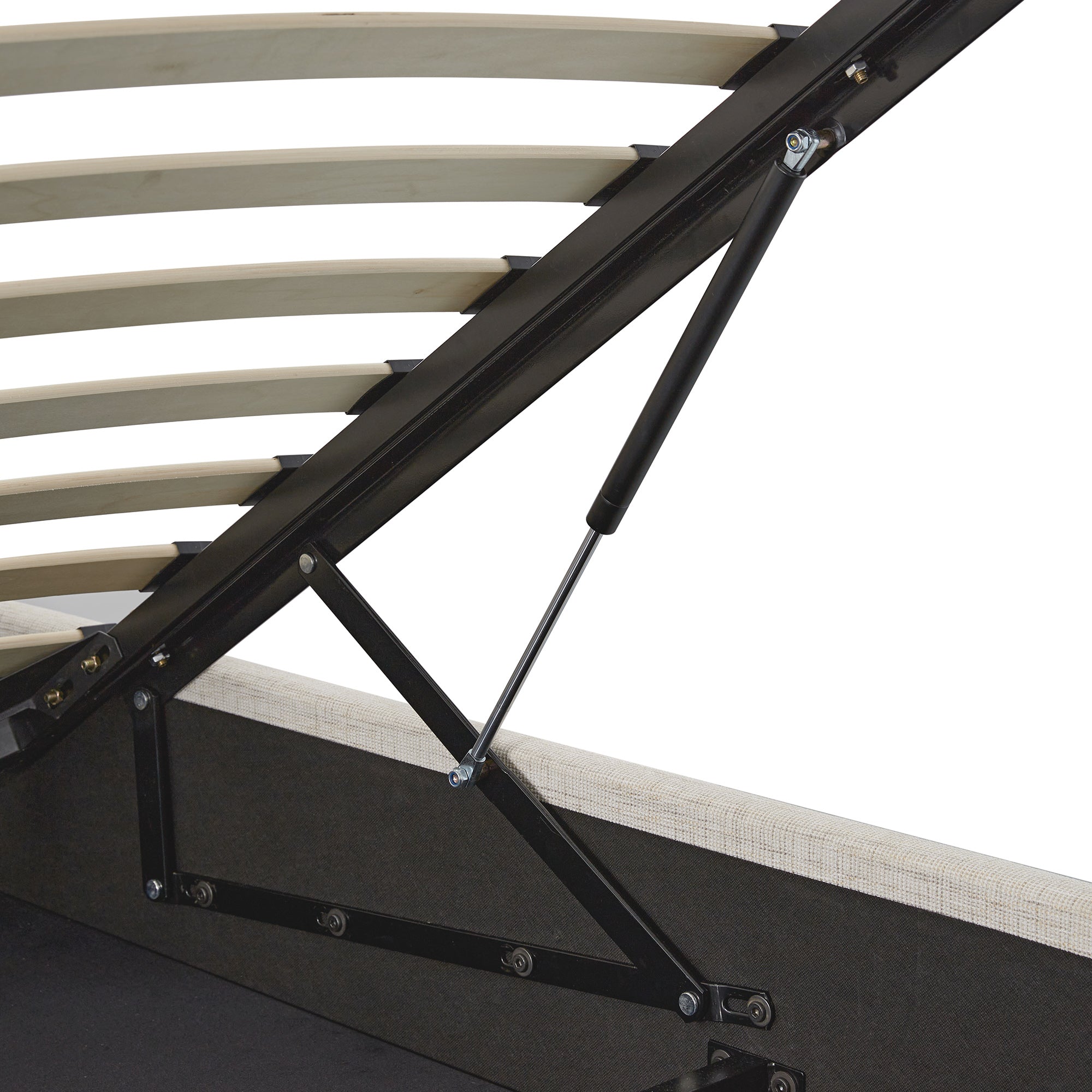 Porchester Ottoman Storage Sleigh Bed, Oatmeal Woven Textured Fabric