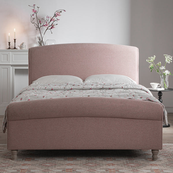 Porchester Ottoman Storage Sleigh Bed, Rosewater Pink Fabric