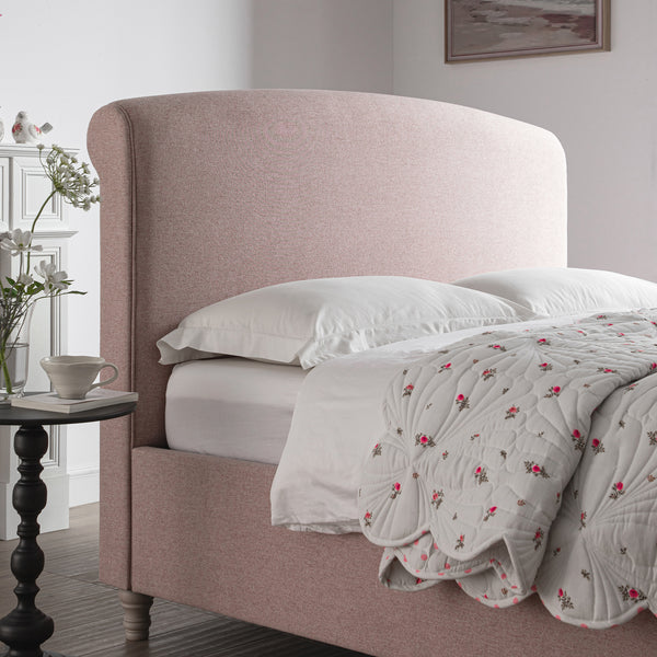 Porchester Ottoman Storage Sleigh Bed, Rosewater Pink Fabric