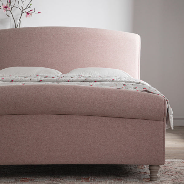 Porchester Ottoman Storage Sleigh Bed, Rosewater Pink Fabric