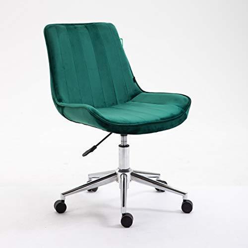 Cherry Tree Furniture Cala Vintage Pine Green Colour Velvet Desk Chair Swivel Chair with Chrome Feet - daals