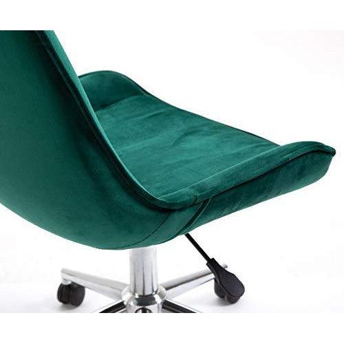 Cherry Tree Furniture Cala Vintage Pine Green Colour Velvet Desk Chair Swivel Chair with Chrome Feet - daals