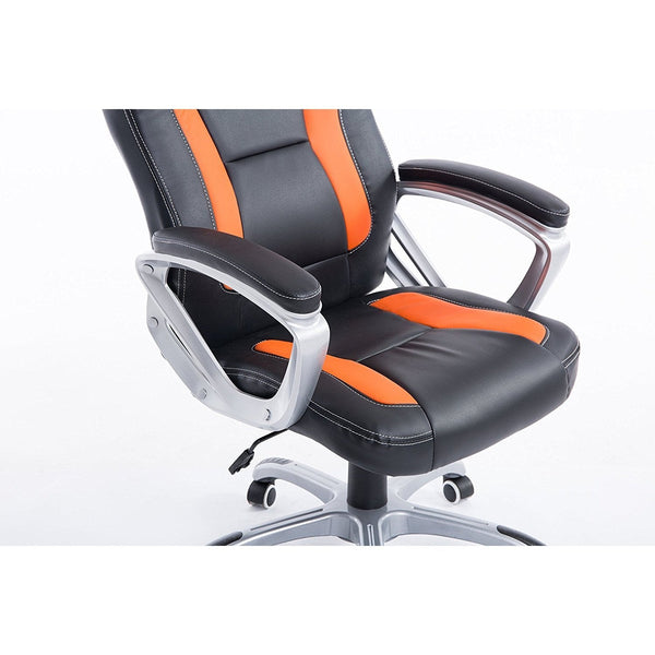 Racing Sport Swivel Office Chair in Black & Orange