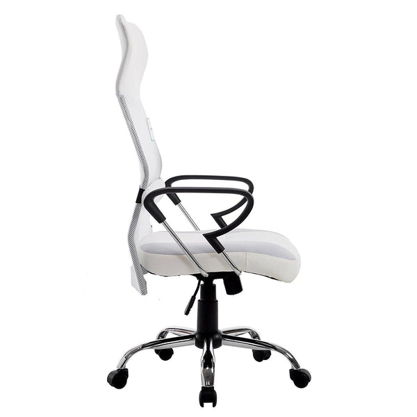 Sleek Design High Back Mesh Fabric Swivel Office Chair with Chrome Base, MO57 White - daals