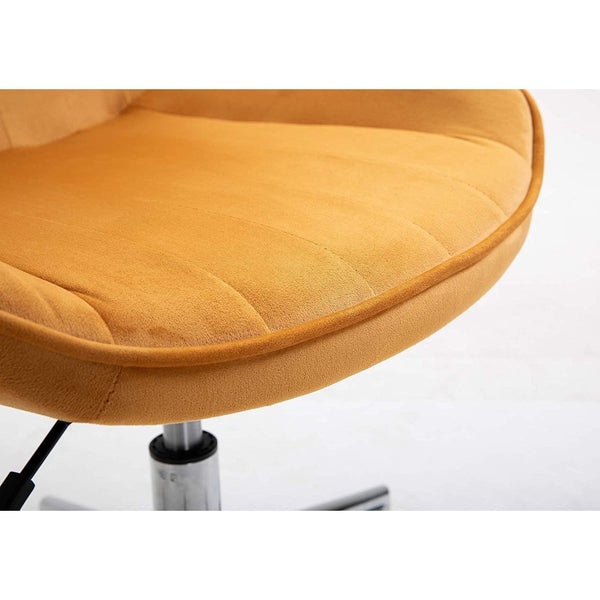 Cherry Tree Furniture Cala Mustard Yellow Colour Velvet Fabric Desk Chair Swivel Chair with Chrome Base - daals