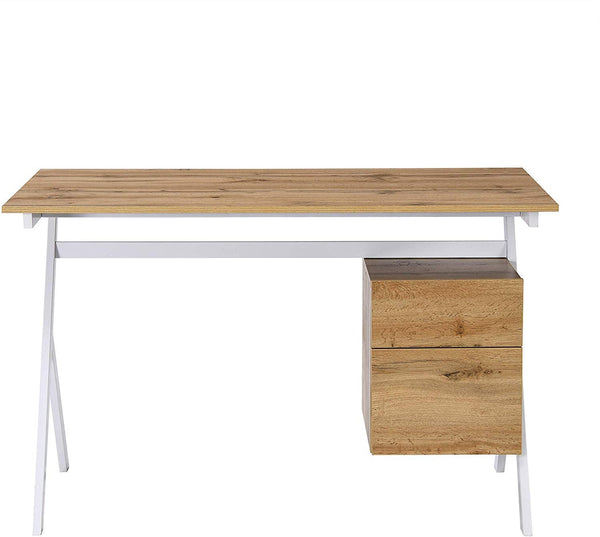 Sion Oak Office Desk with Drawer & Cupboard