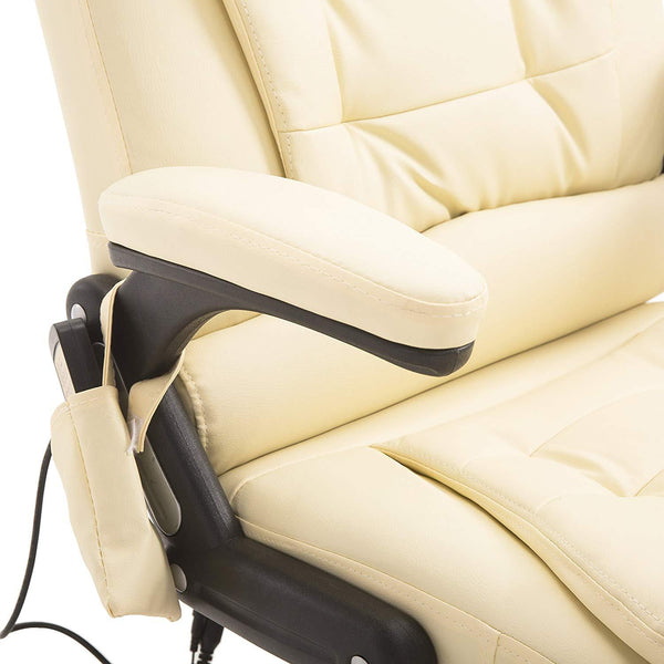 Executive Recline Padded Swivel Office Chair with Vibrating Massage Function, MM17 Cream - daals