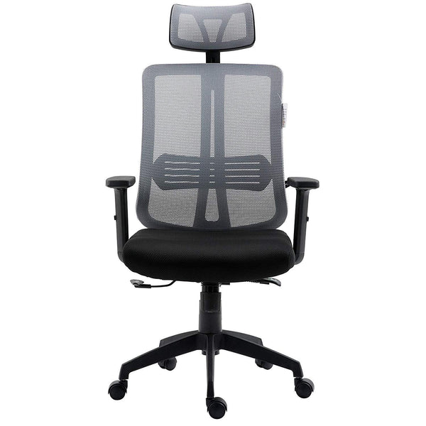 Grey Mesh High Back Executive Office Chair Swivel Desk Chair with Synchro-Tilt, Adjustable Armrest & Headrest - daals