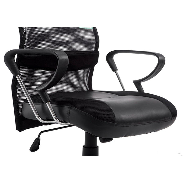 Sleek Design High Back Mesh Fabric Swivel Office Chair with Chrome Base, MO57 Black - daals