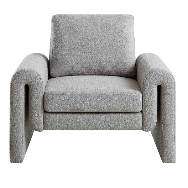 Hampstead Gray Boucle Curved Armchair