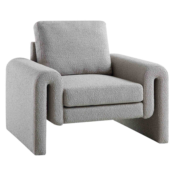 Hampstead Gray Boucle Curved Armchair