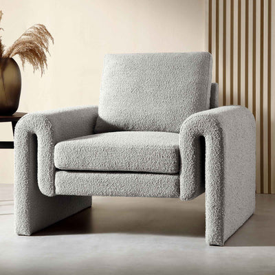 Hampstead Gray Boucle Curved Armchair