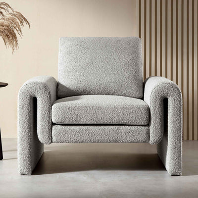 Hampstead Gray Boucle Curved Armchair