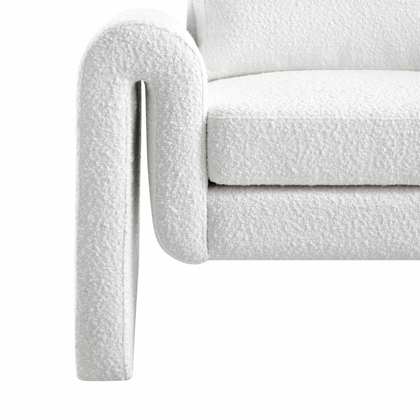 Hampstead White Boucle Curved Armchair