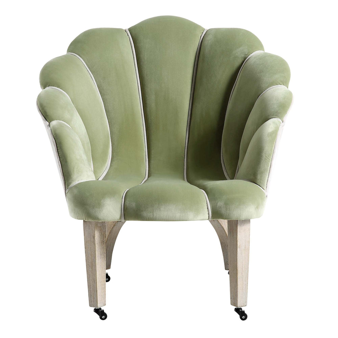 Barnard Scalloped Clam Chair, Lichen Velvet | daals.com