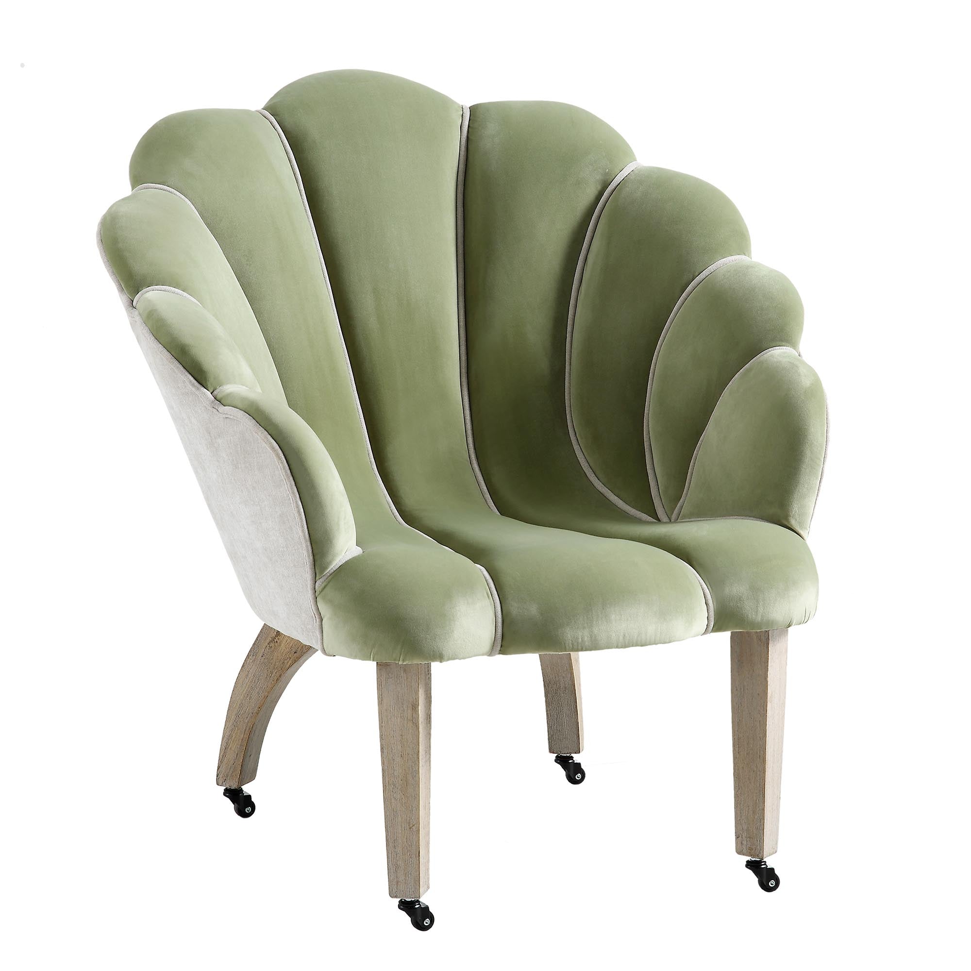 Scallop Shell Chair Barnard Scalloped Clam Chair, Lichen Velvet | daals.com