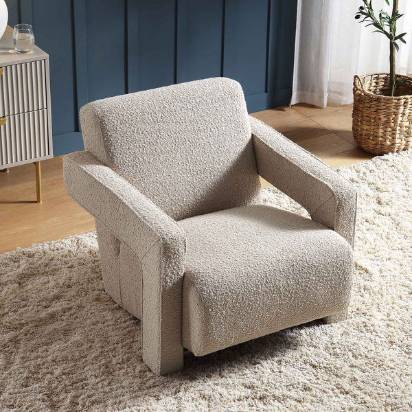 Brompton Sculptural Armchair, Taupe Boucle