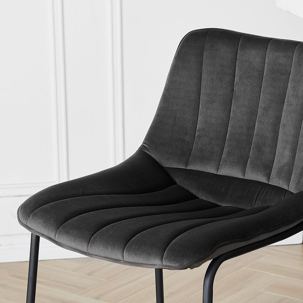 Sutton Set of 2 Fluted Back Bar Stools (Gray Velvet)