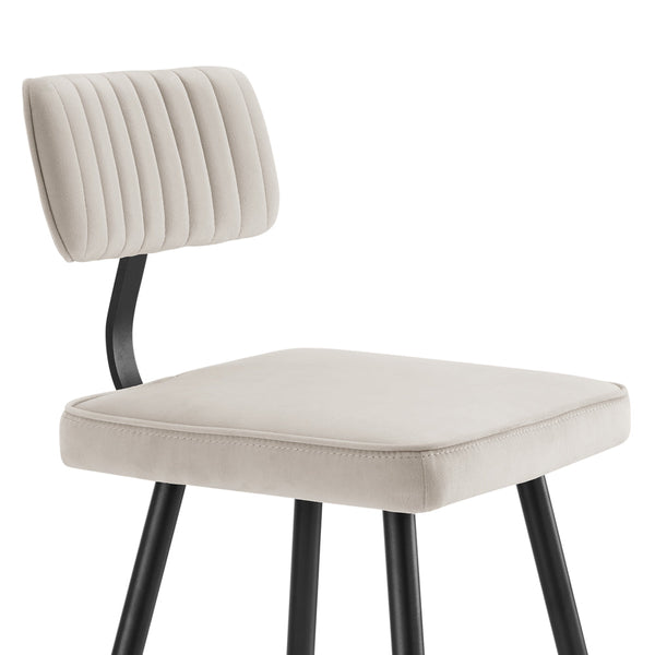 Charlecote Set of 2 Champagne Color Velvet Upholstered Bar Stools