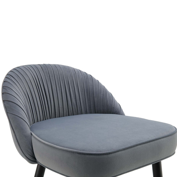 Miyae Set of 2 Pleated Light Gray Velvet Upholstered Counter Stools