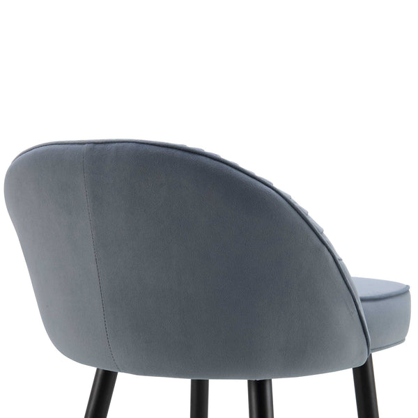 Miyae Set of 2 Pleated Light Gray Velvet Upholstered Counter Stools