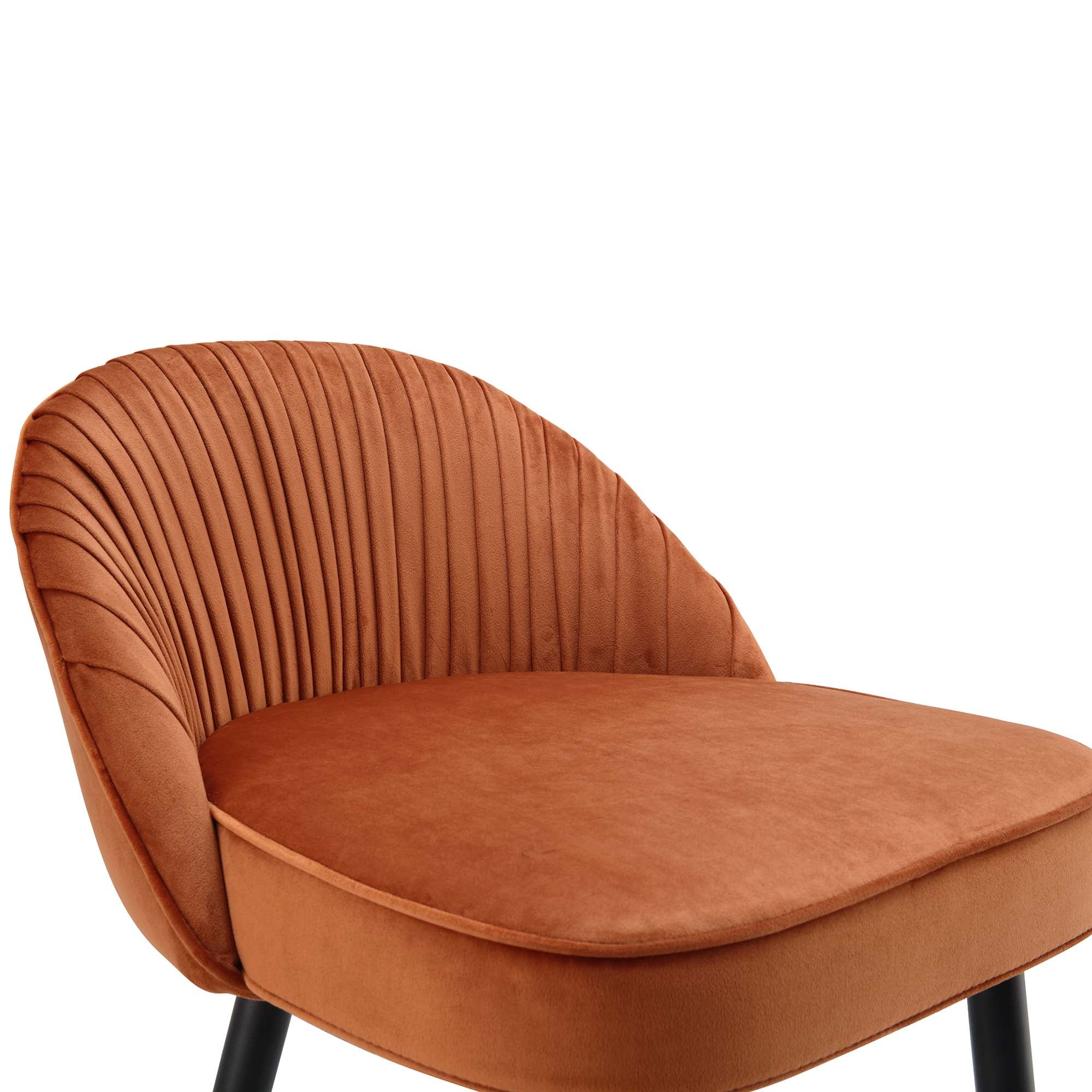 Miyae Set of Pleated Burnt Orange Velvet Upholstered Counter