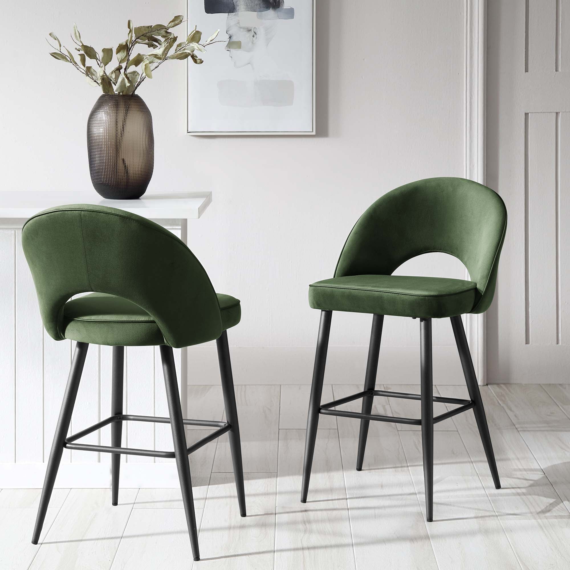 Dark Green Green Velvet Dressing Table Stool Oakley Set Of Dark Green Velvet Upholstered Counter Stools Dark Green Green Velvet Dressing Table Stool Oakley Set Of Dark Green Velvet Upholstered Counter Stools