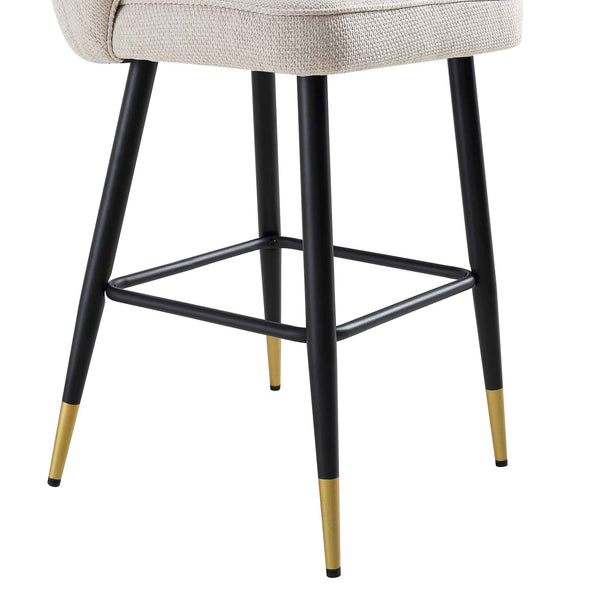 Langham Set of 2 Oatmeal Woven Fabric Upholstered Carver Counter Stools
