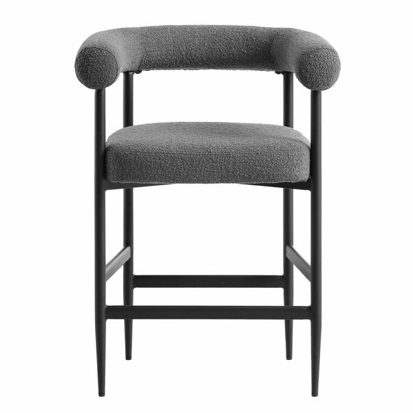 Fulbourn Charcoal Boucle Counter Stool with Black Metal Legs