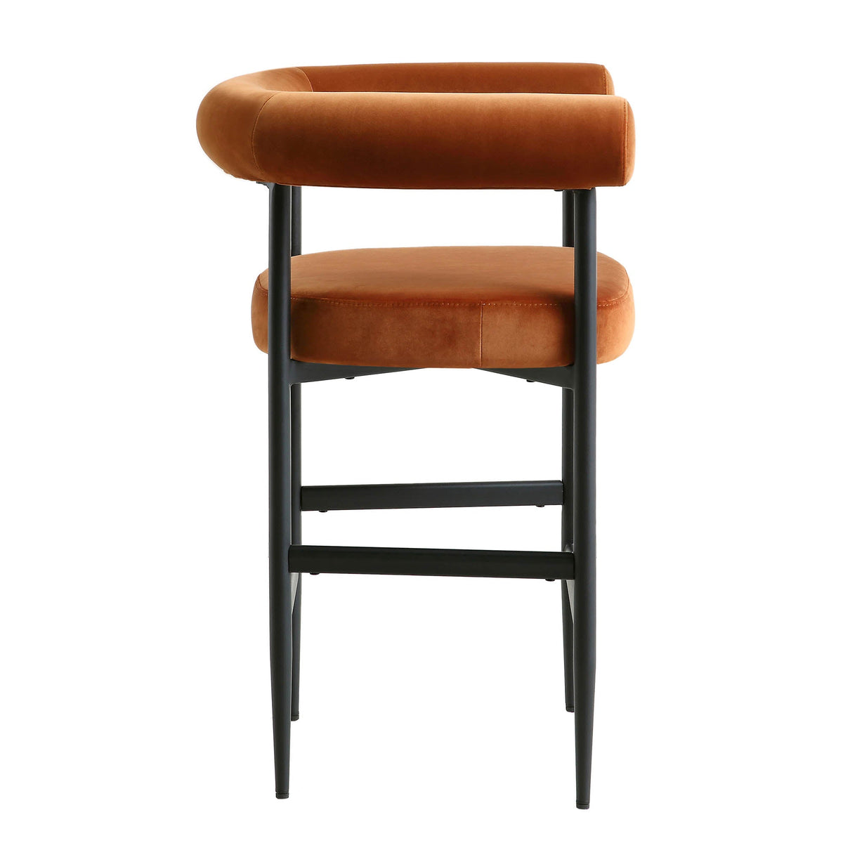Rust Counter Stools Fulbourn Rust Velvet Counter Stool with Black Legs | daals.com