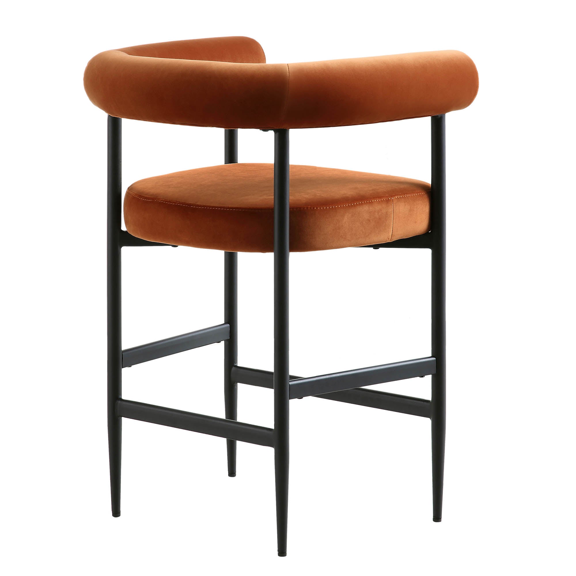 Rust Counter Stools Fulbourn Rust Velvet Counter Stool with Black Legs | daals.com
