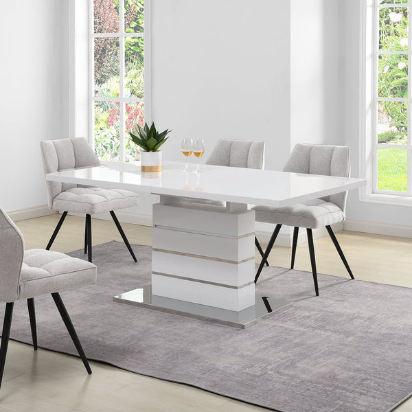 Hayne High Gloss 6 to 8 Seater White Extending Dining Table