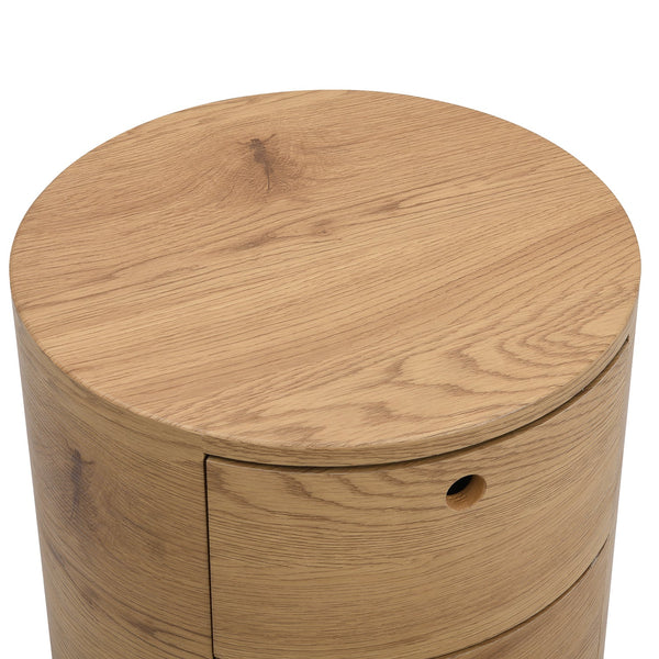 DOLIO Drum Chest 3 Drawer Nightstand in Oak