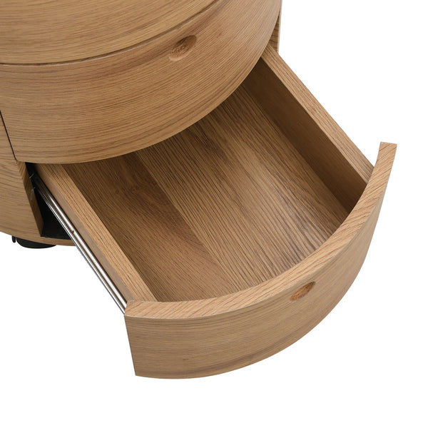 DOLIO Drum Chest 3 Drawer Nightstand in Oak