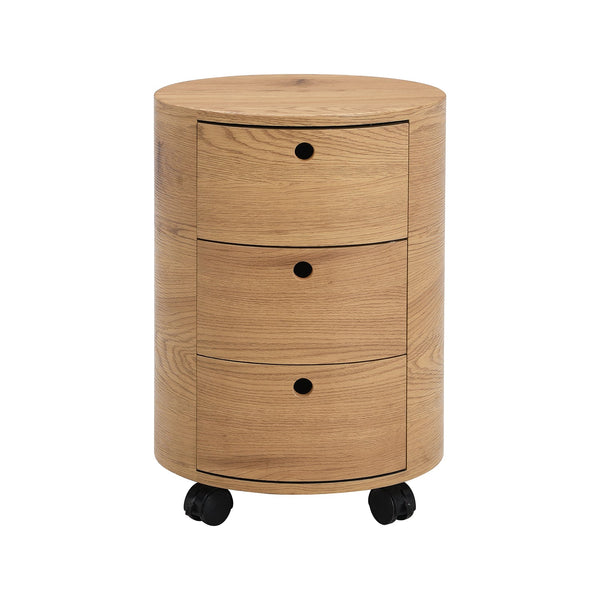 DOLIO Drum Chest 3 Drawer Nightstand in Oak