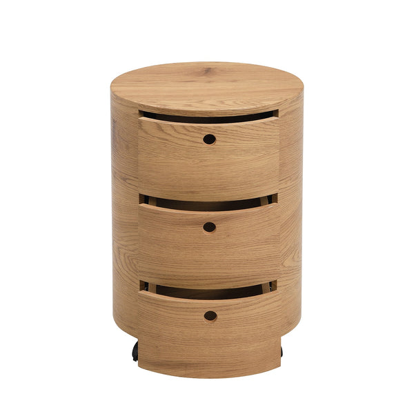 DOLIO Drum Chest 3 Drawer Nightstand in Oak