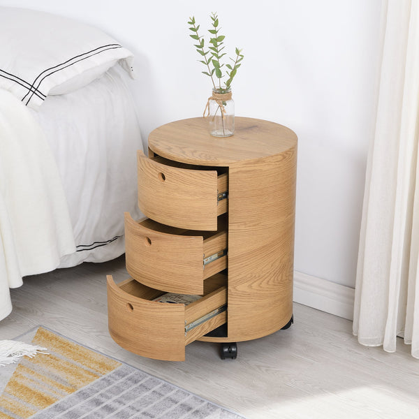 DOLIO Drum Chest 3 Drawer Nightstand in Oak