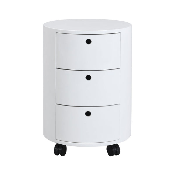 Dolio Drum Chest 3 Drawer Nightstand in White