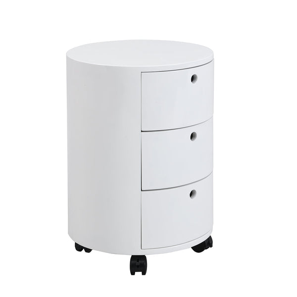 Dolio Drum Chest 3 Drawer Nightstand in White